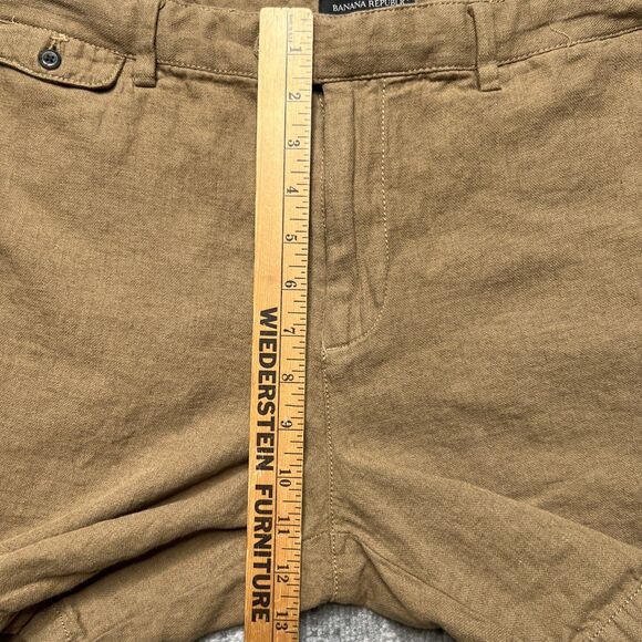 Banana Republic Linen Blend Shorts Men's 35 Tan 7" Inseam Pockets Chino - Picture 5 of 8